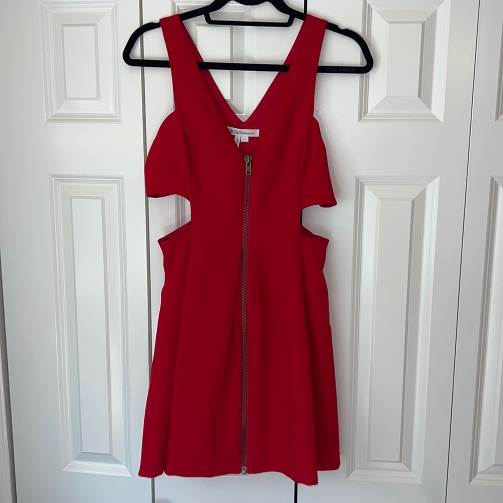 BCBG red cutout dress